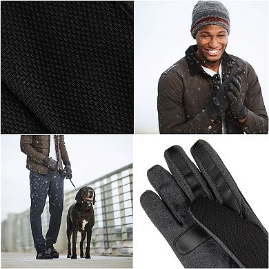 Men's isotoner Lined Water Repellent Stretch Tech Fleece Gloves