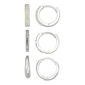 Napier Silver Tone Hoop Earring Set