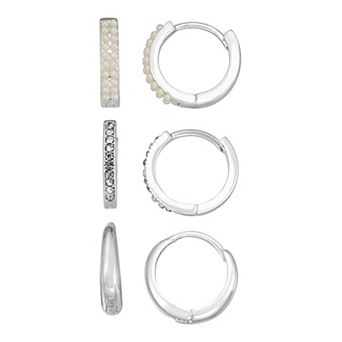 Napier Silver Tone Hoop Earring Set