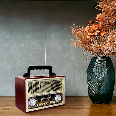 Supersonic Vintage Retro Multifunction Bluetooth Speaker with Rechargeable Battery