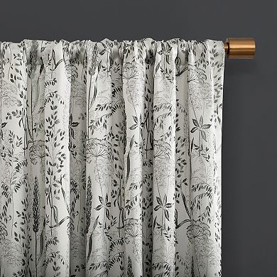 Scott Living Aubry Shimmering Floral 100% Blackout Back Tab 1-panel Window Curtain