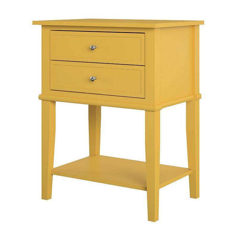 Ameriwood Home Franklin Accent Table with 2 Drawers, Yellow