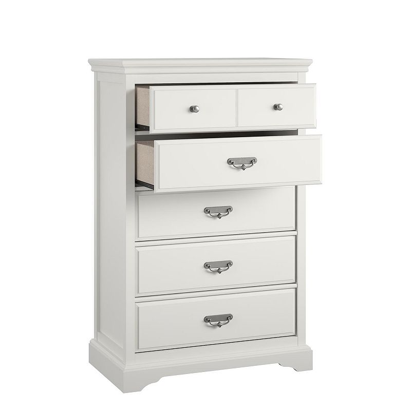 37559266 Ameriwood Home Bristol 5 Drawer Dresser, White sku 37559266