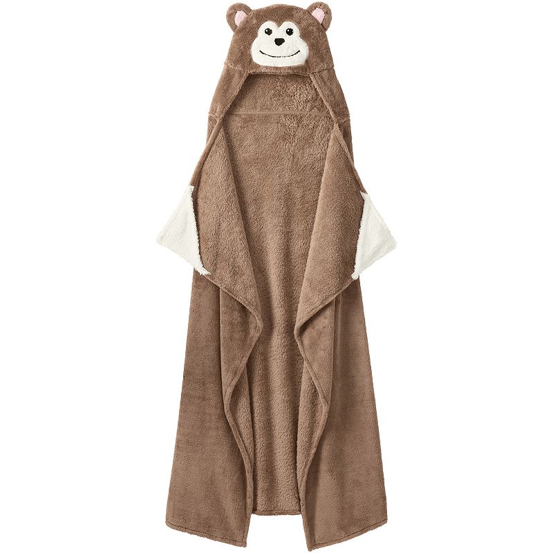 Lands End Kids Hooded Fleece Critter Throw, Monkey