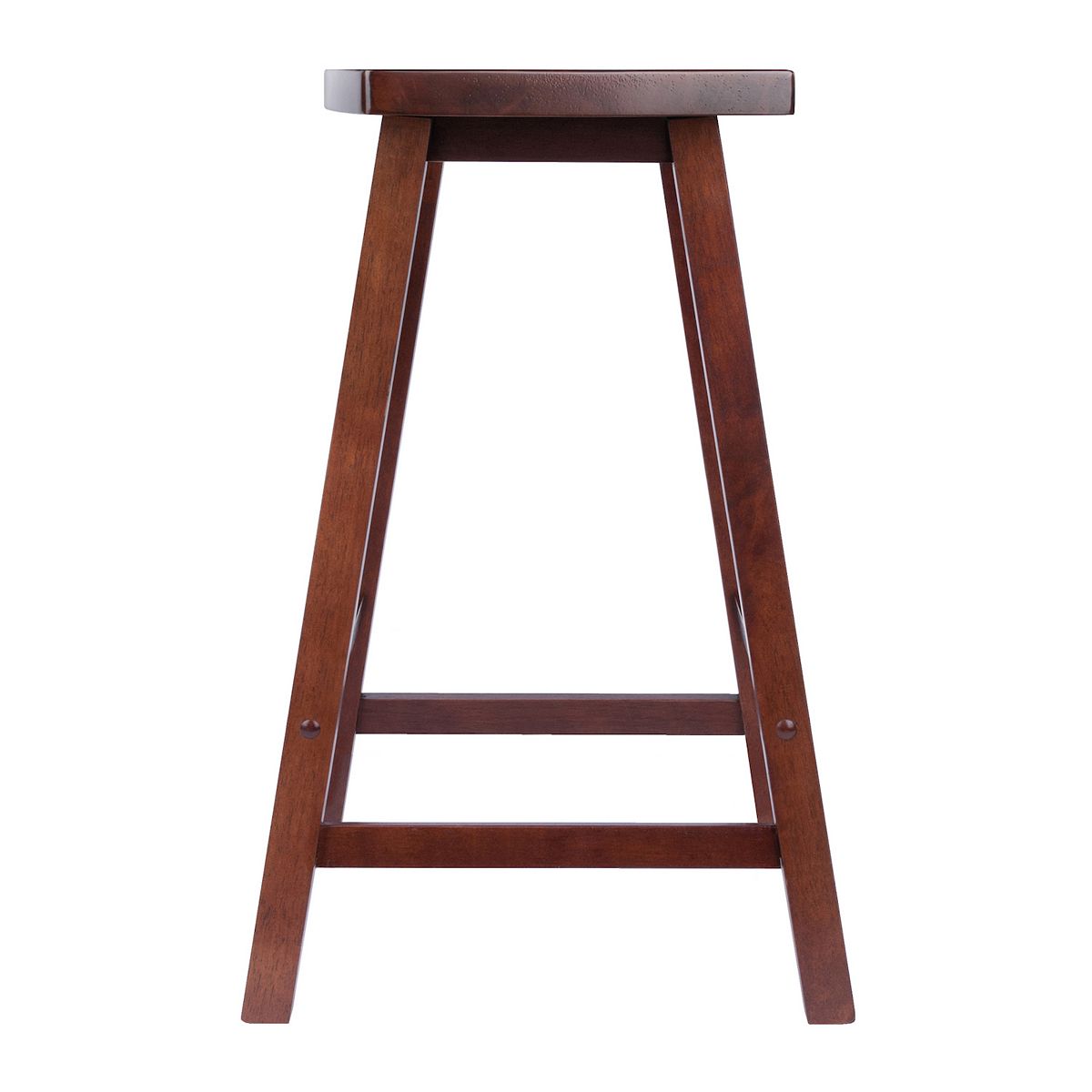 Side view of dark wood Winsome Katashi counter stool with reinforced base