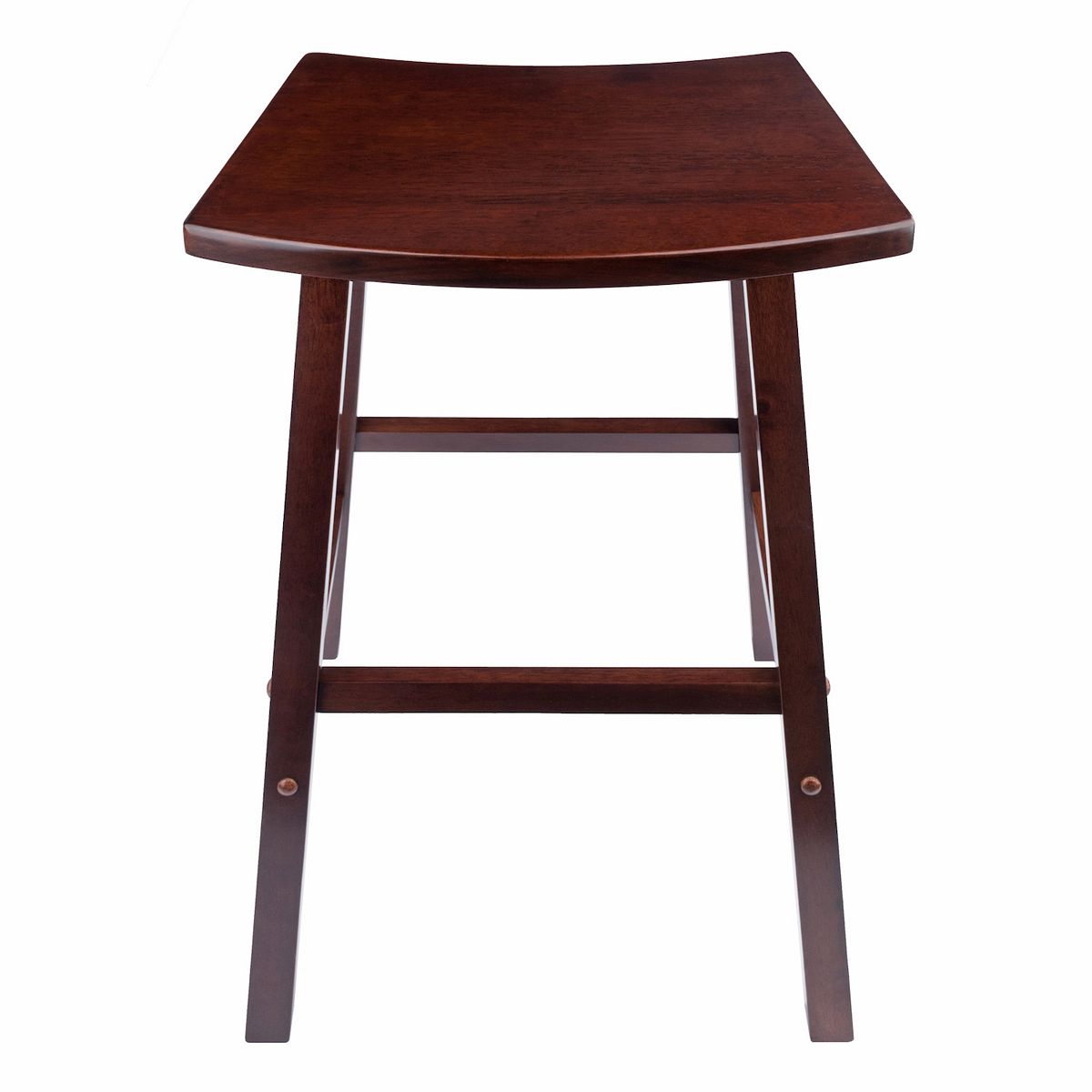 Winsome Katashi bar stool top and front view showing square seat and legs