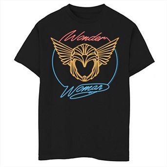 Boys 8-20 Wonder Woman Golden Neon Badge Outline Graphic Tee