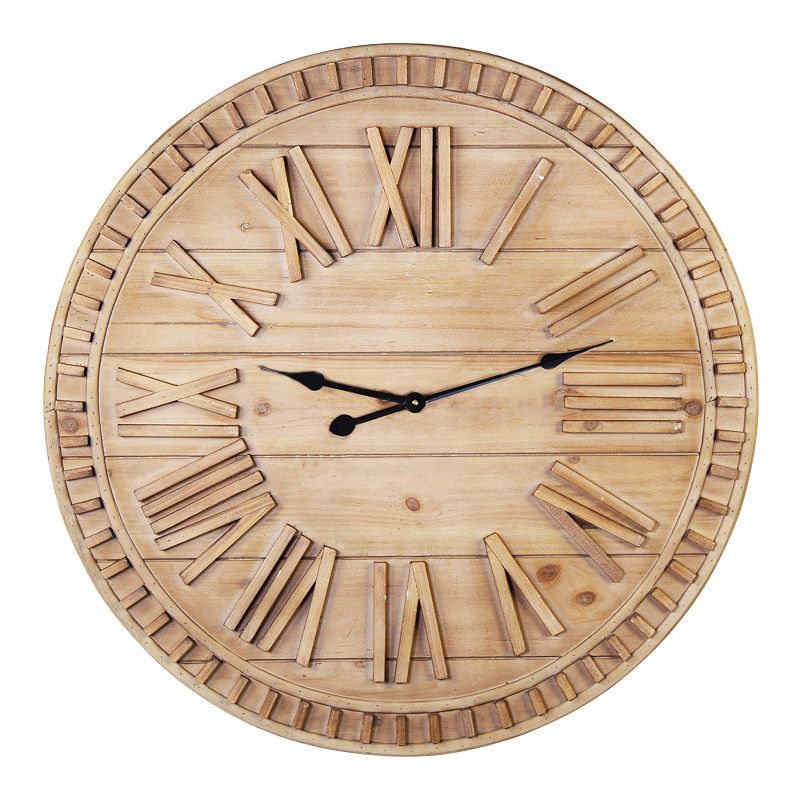 Stratton Home Decor 31.5 James Wood Wall Clock, Brown