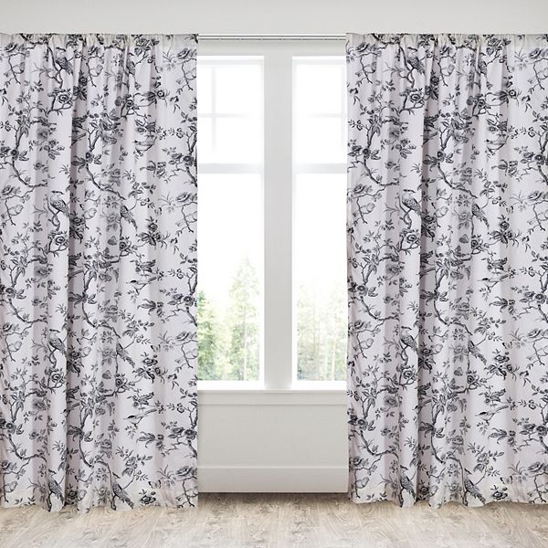 Levtex Home Black Toile Window Curtain, Black Toile Curtains