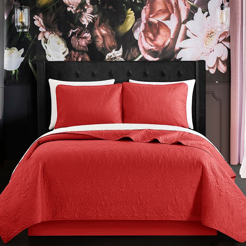 Chic Home Sachi Quilt Set, Red, King