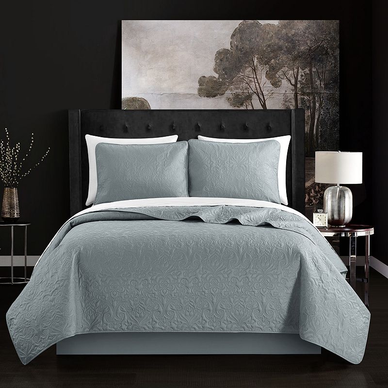 46507955 Chic Home Sachi Quilt Set, Grey, Queen sku 46507955