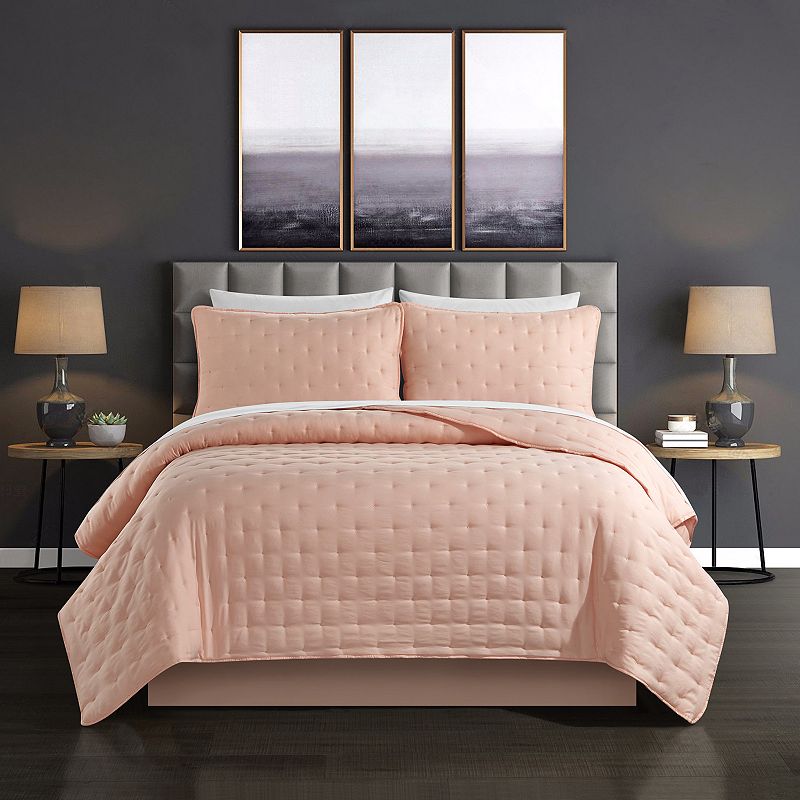 Chic Home Chyle Quilt Set with Shams, Light Pink, King