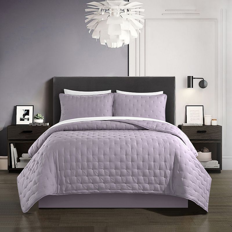 Chic Home Chyle Quilt Set with Shams, Lt Purple, King