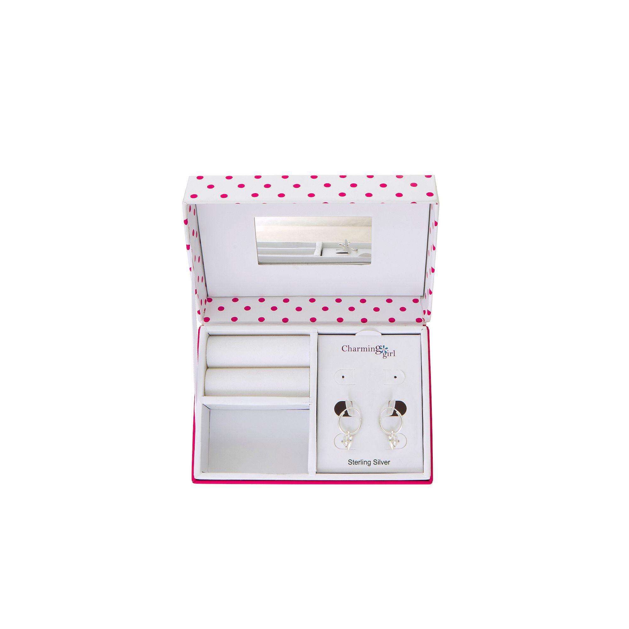 Charming Girl Kids Sterling Silver Crystal Heart Hoop Earrings, Girls, St