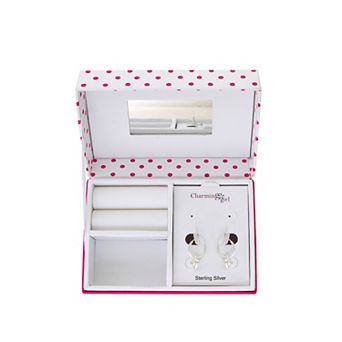 Charming Girl Kids' Sterling Silver Crystal Heart Hoop Earrings