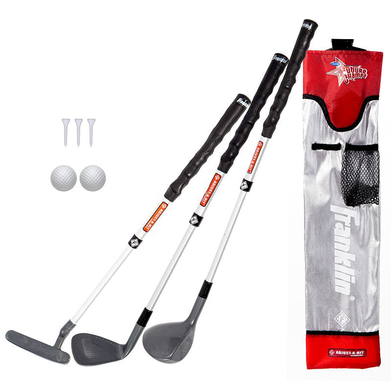 Franklin Sports Kids Plastic Golf Set - Adjustable Youth Clubs - Red
