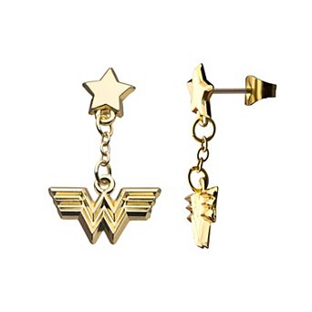 DC Comics Wonder Woman 1984 Gold Tone Stainless Steel Dangle Earrings