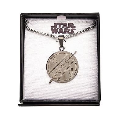 Star Wars Stainless Steel Boba Fett Symbol Pendant Necklace 