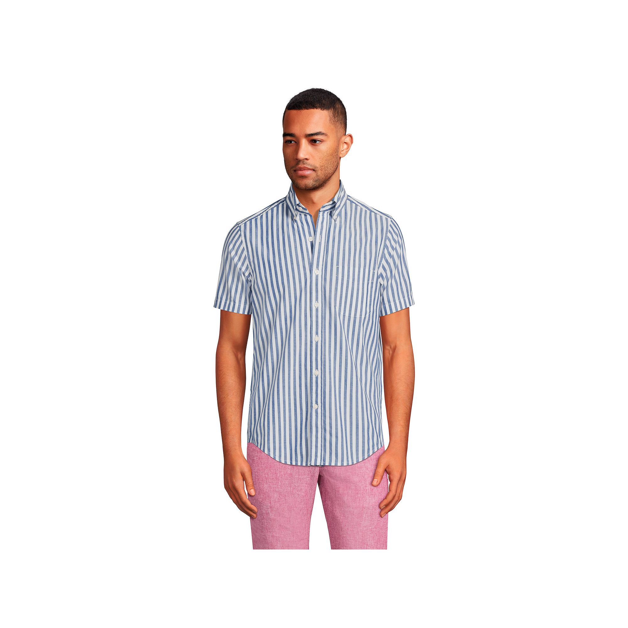 Big & Tall Lands End Traditional-Fit Essential Lightweight Poplin Button-D