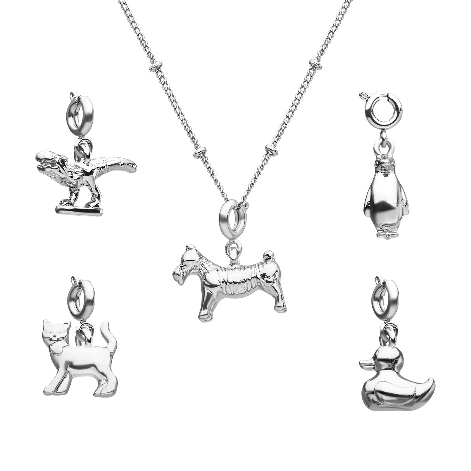 Image for Hasbro Monopoly Silver Tone Interchangeable Animal Tokens Pendant Necklace at Kohl's.