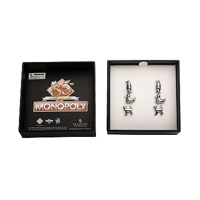 Hasbro Monopoly Silver Tone Penguin Duck & Cat Token Stud Earring Set