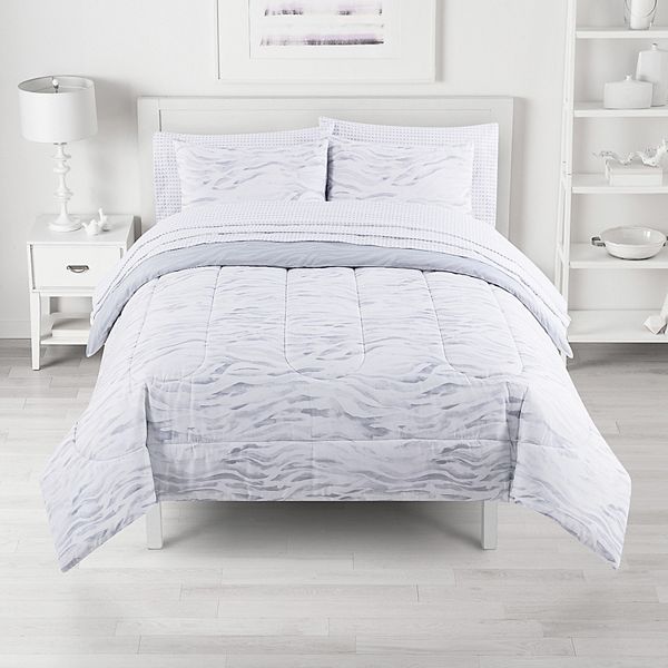 Zebra Reversible Comforter Set With Sheets, Zebra King Size Bedding
