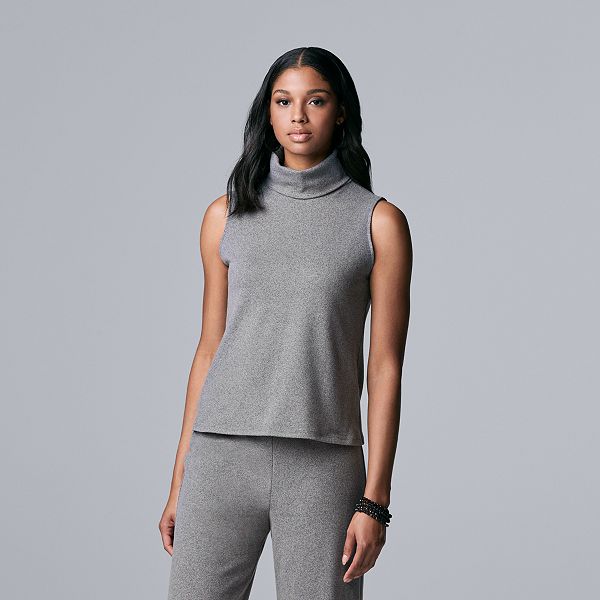 Topanga Black Sleeveless Turtleneck Top