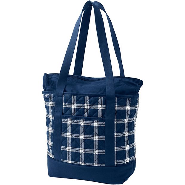 Plaid Print Zipper Tote Bag, Large Capacity Versatile Hanbag