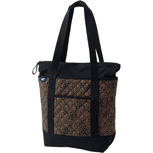 Lands' End Quilted Zip Top Tote Bag