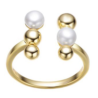 14k Gold Over Silver Freshwater Cultured Pearl Modern Ring