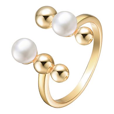 14k Gold Over Silver Freshwater Cultured Pearl Modern Ring