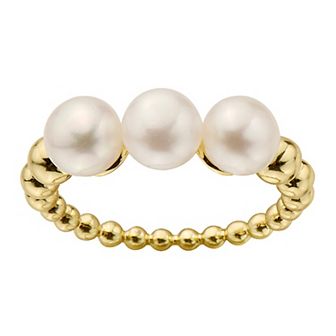 14k Gold Over Sterling Silver Freshwater Cultured Pearl Ring