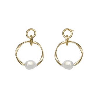 14k Gold Sterling Silver Freshwater Cultured Pearl Drop Earrings