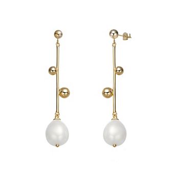 14k Gold Sterling Silver Freshwater Cultured Pearl Drop Earrings