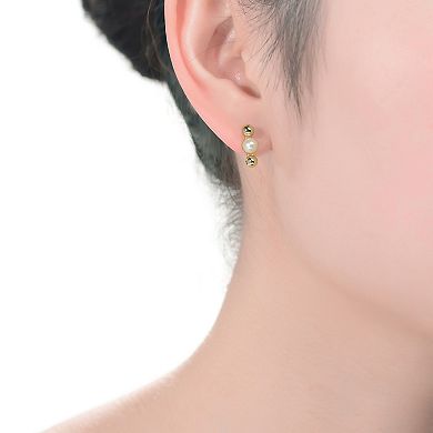 14k Gold Sterling Silver Freshwater Cultured Pearl Ball Earrings
