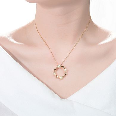 14k Gold Sterling Silver Freshwater Cultured Pearl Round Pendant Necklace