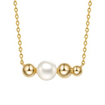 14k Gold Sterling Silver Freshwater Cultured Pearl Necklace