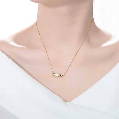 14k Gold Sterling Silver Freshwater Cultured Pearl Necklace