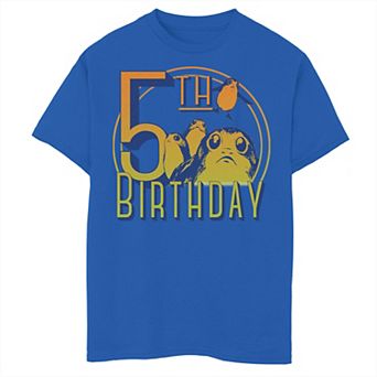 Boys 8-20 Star Wars: The Last Jedi Porgs 5th Birthday Tee