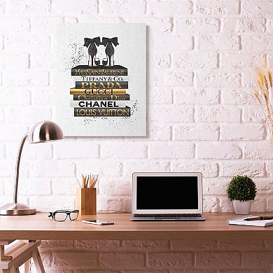 Stupell Home Decor Black Heels Bookstack Glam Canvas Wall Art