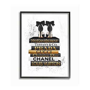 Stupell Home Decor Black Heels Bookstack Glam Framed Wall Art