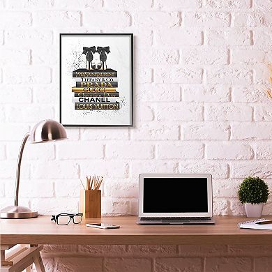 Stupell Home Decor Black Heels Bookstack Glam Framed Wall Art
