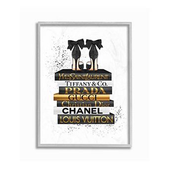 Stupell Home Decor Black Heels Bookstack Glam Framed Wall Art