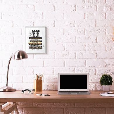Stupell Home Decor Black Heels Bookstack Glam Framed Wall Art