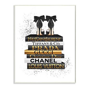 Stupell Home Decor Black Heels Bookstack Glam Plaque Wall Art