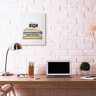 Stupell Home Decor Camera Bookstack Canvas Wall Art