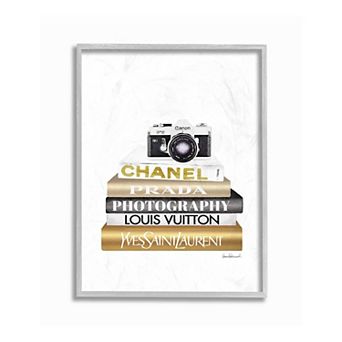 Stupell Home Decor Camera Bookstack Glam Framed Wall Art