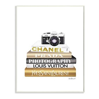 Stupell Home Decor Camera Bookstack Plaque Wall Art
