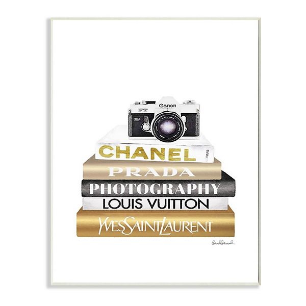 Stupell Home Decor Camera Bookstack Plaque Wall Art