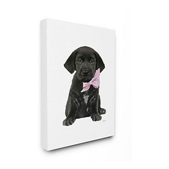 Stupell Home Decor Puppy Pink Bow Canvas Wall Art